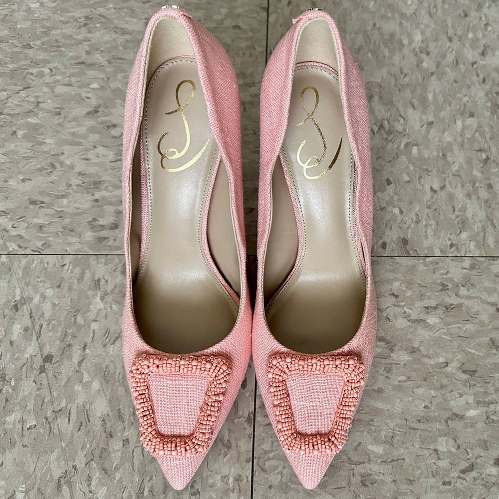 Sam Edelman Pink Beaded Heels
